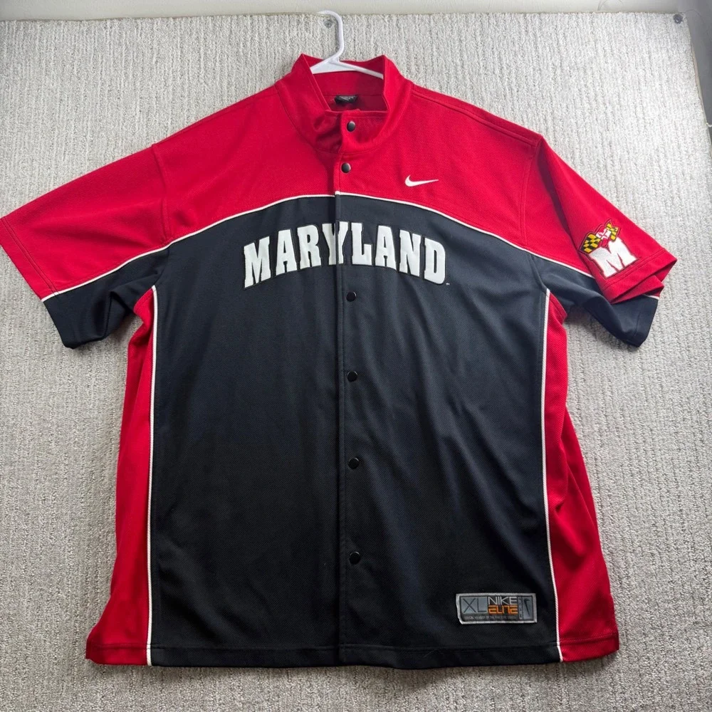 Nike Maryland Terrapins Elite Warm Up Shooting Shirt Mens Size XL Red Black
